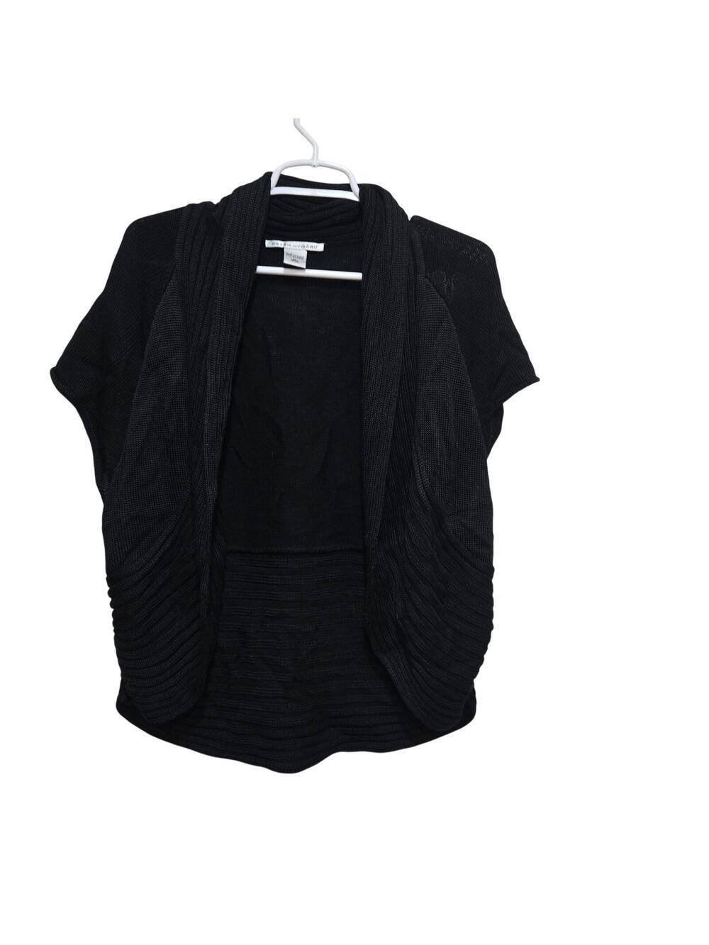 Peter Nygard Black Ribbed Open Front Sweater Cardigan XL 18-20